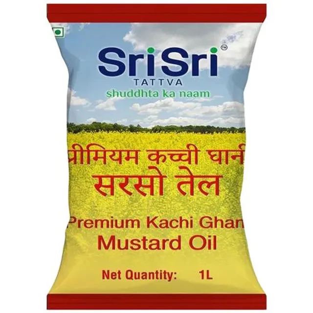 Sri Sri Tattva Premium Kachi Ghani Mustard Oil, 1 L Pouch-1.webp